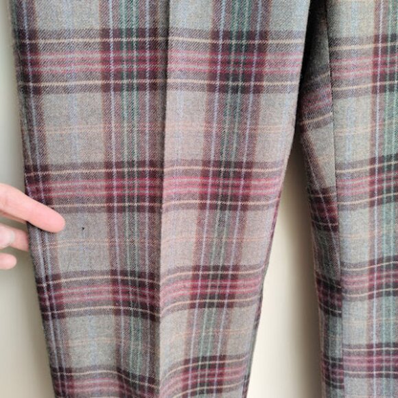 VINTAGE | Wool Plaid Pants Preppy Christmas Trousers Holiday Party Heritage Ivy - Picture 8 of 12